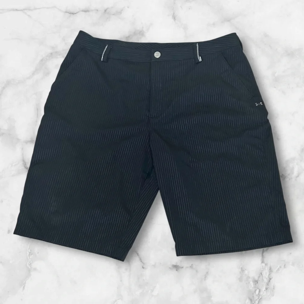 Under Armour Golf Shorts Black Pinstripe‎ Pattern Coldblack Moisture Wicking